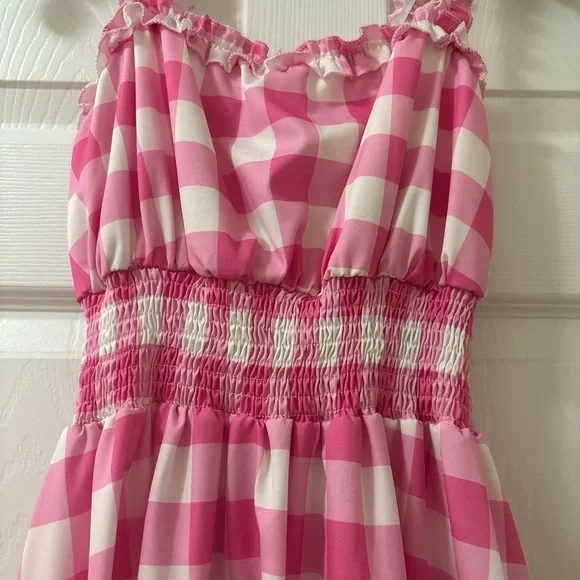 Barbie Pink and White Gingham Dress - Picture 2 of 3